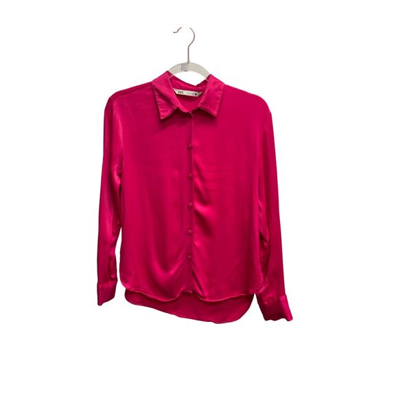 Zara Fuchsia Satin Effect Blouse - Picture 2 of 4